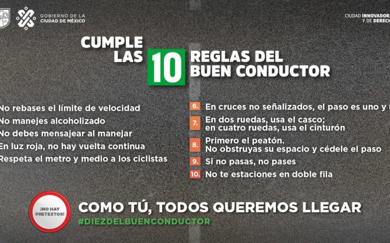 ¿Ya conoces Las diez reglas del buen conductor que promueve la SEMOVI?